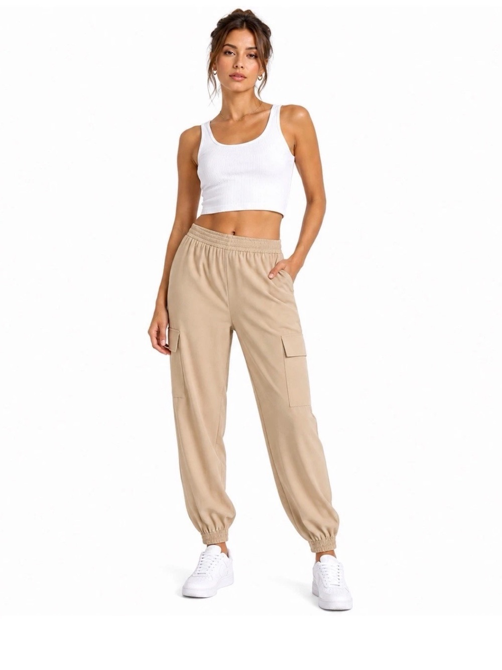 Zara Tan Cargo Jogger Pants
